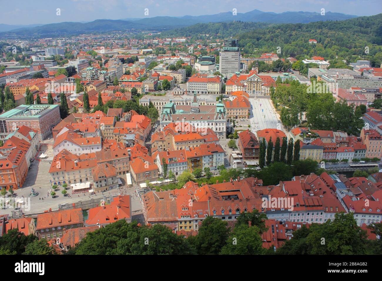 Ljubljana historic center - University building area, Slovenia, Central Europe Stock Photo