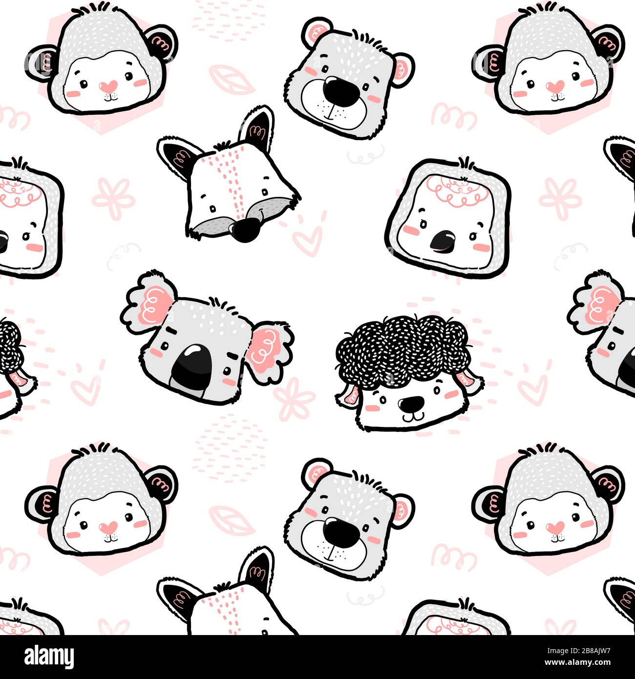 seamless pattern nursery cute wild animal heads outline drawing Stock Vector Image & Art - Alamy seamless pattern nursery cute wild animal heads outline drawing Stock Vector Image & Art - Alamy