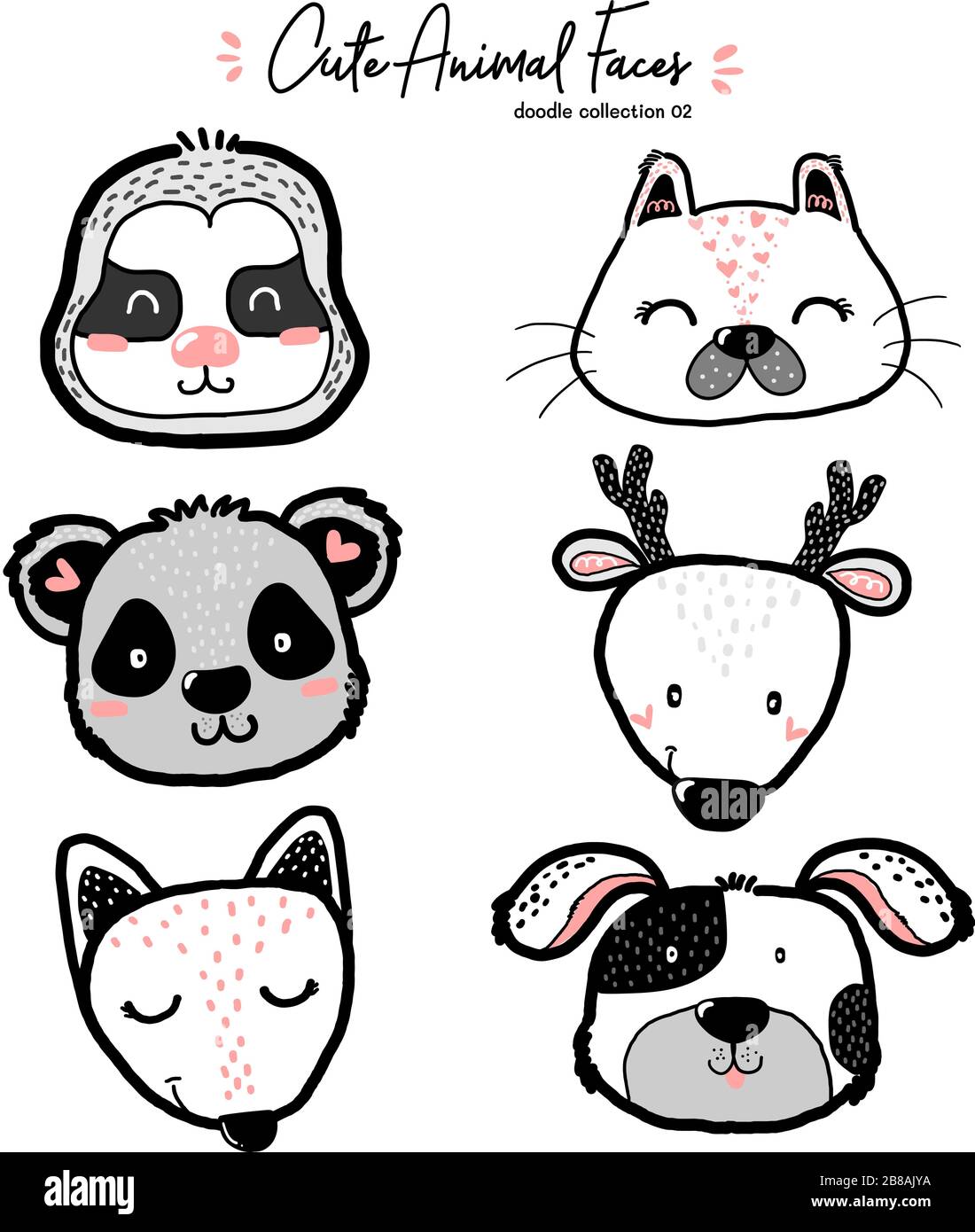cute doodle wild animal face set, nursery kid outline drawing, Sloth, panda, fox, cat, dog, deer Stock Vector Image & Art - Alamy cute doodle wild animal face set, nursery kid outline drawing, Sloth, panda, fox, cat, dog, deer Stock Vector Image & Art - Alamy