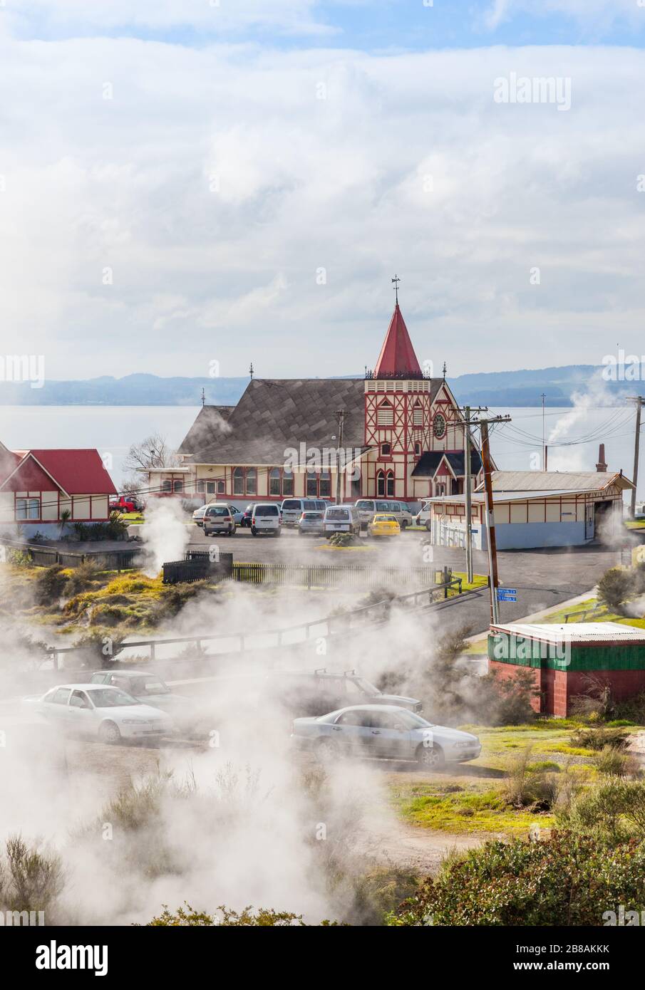 Geothermal Activity In Rotorua On The Shores Of Lake Rotorua Located In The Bay Of Plenty Region Of New Zealand S North Island Stock Photo Alamy