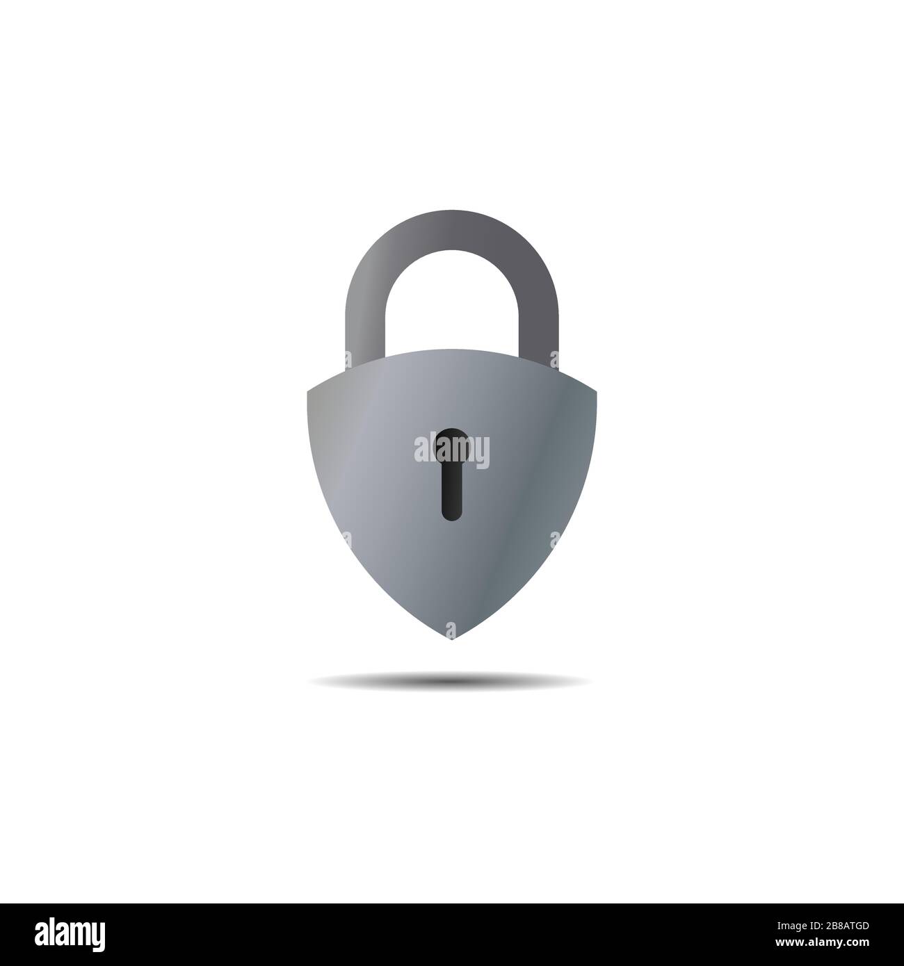Lockdown sign illustration isolated on white background. Silver Metalic shield padlock shape icon. Security logo concept. Protection design element. Stock Vector