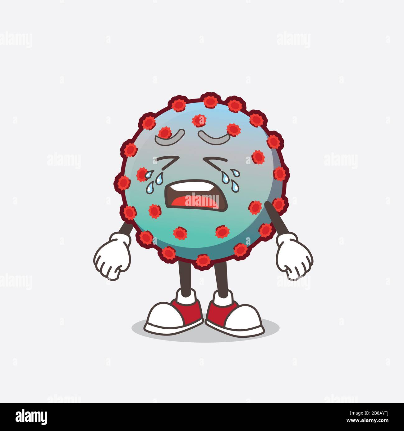Crying Virus A picture of Virus cartoon mascot character with crying expression ...