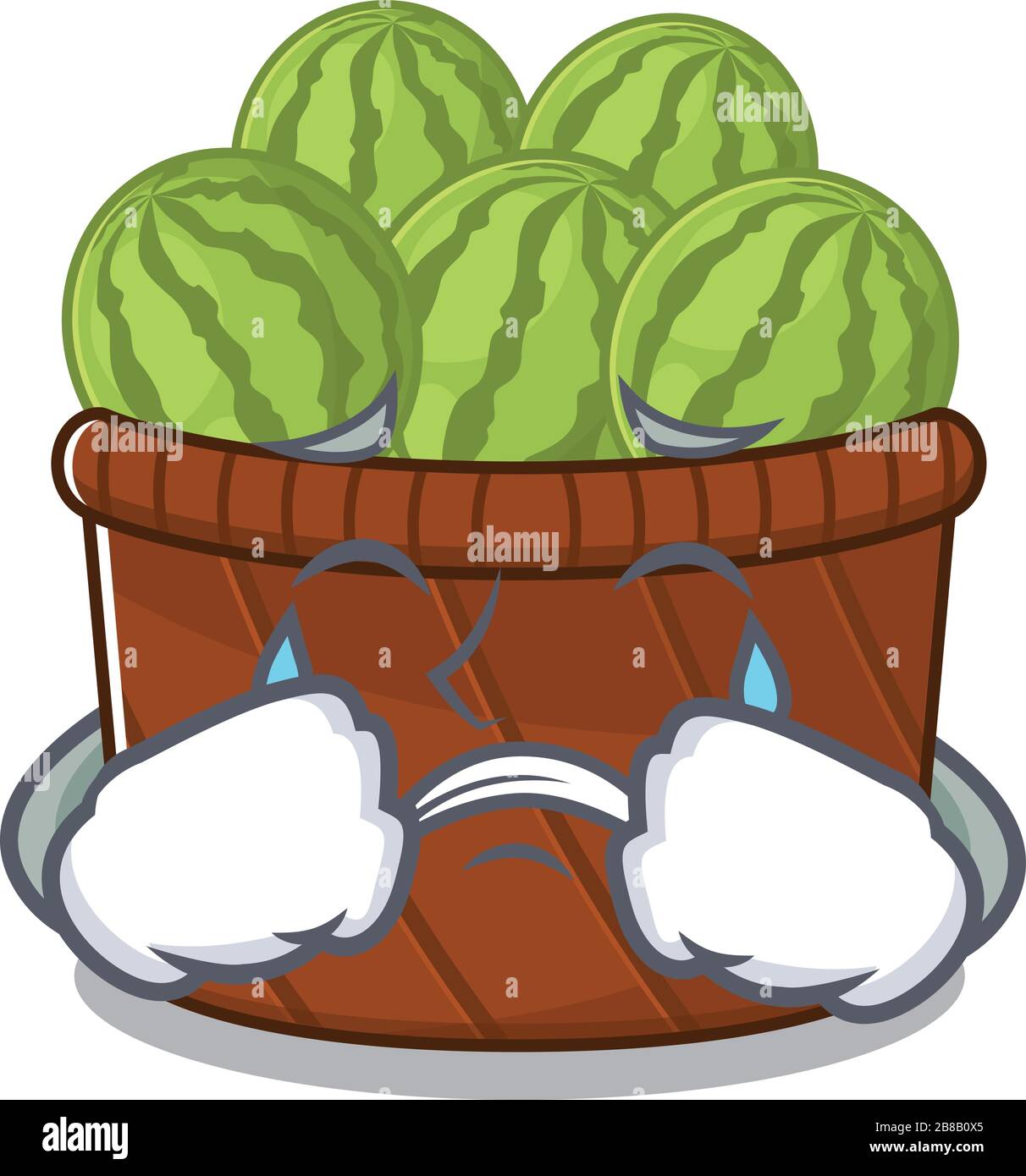 A Crying watermelon fruit basket cartoon mascot design style Stock Vector  Image & Art - Alamy