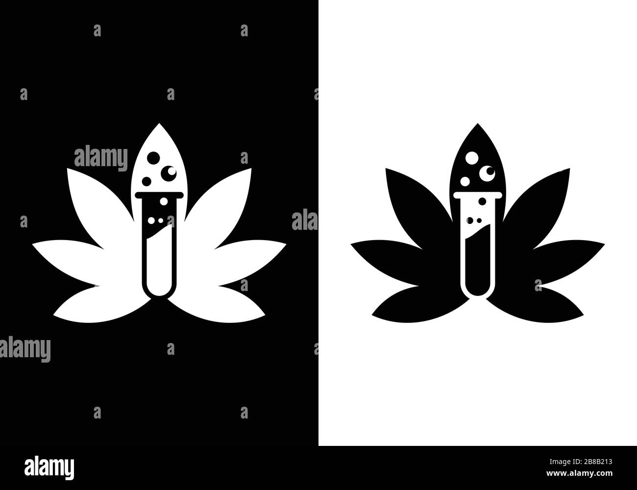 cannabis leaf logo vector icon on black and white background Stock ...