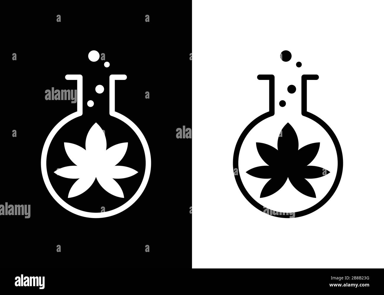 cannabis leaf logo vector icon on black and white background Stock ...