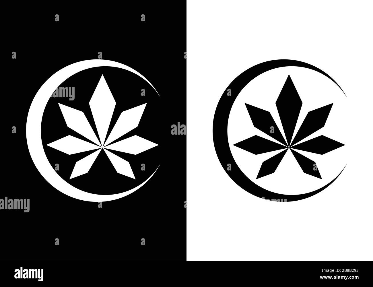 cannabis leaf logo vector icon on black and white background Stock ...