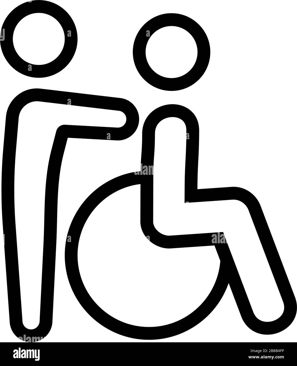 volunteer wheelchair icon vector outline illustration Stock Vector