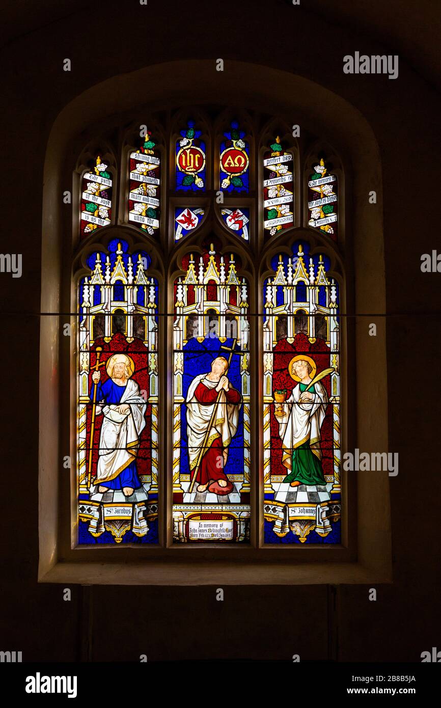 Stained glass east window Bedingfield church, Suffolk, England, UK