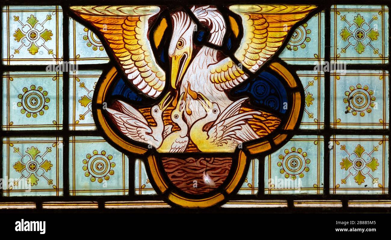 Stained glass window Bedingfield church, Suffolk, England, UK c 1878