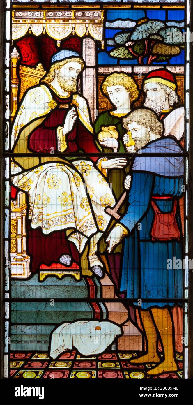 Stained glass window Bedingfield church, Suffolk, England, UK c 1878