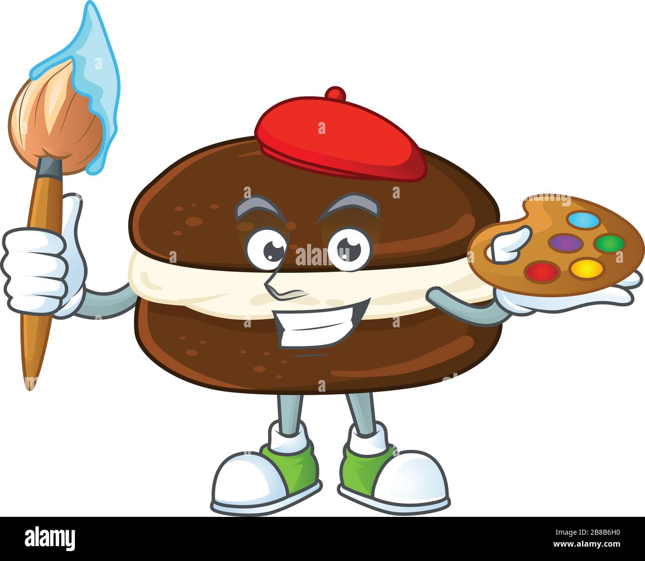 An artistic whoopie pies artist cartoon design using a brush Stock