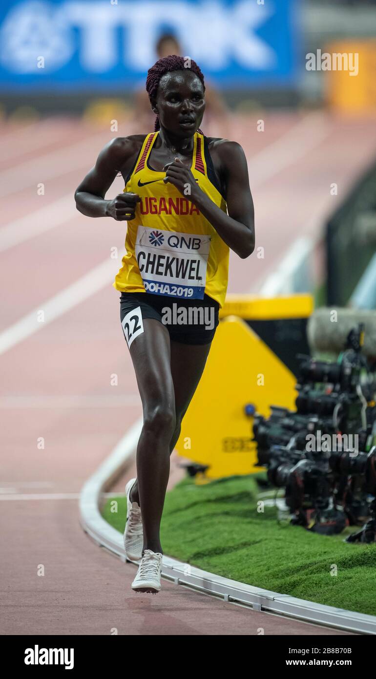 DOHA QATAR SEP 28 Juliet Chekwel (UGA) competing in the Women's 10