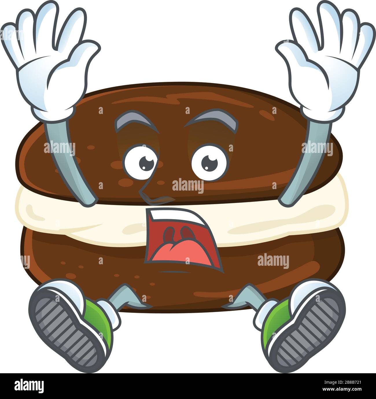 A stunning whoopie pies cartoon character with happy face Stock Vector