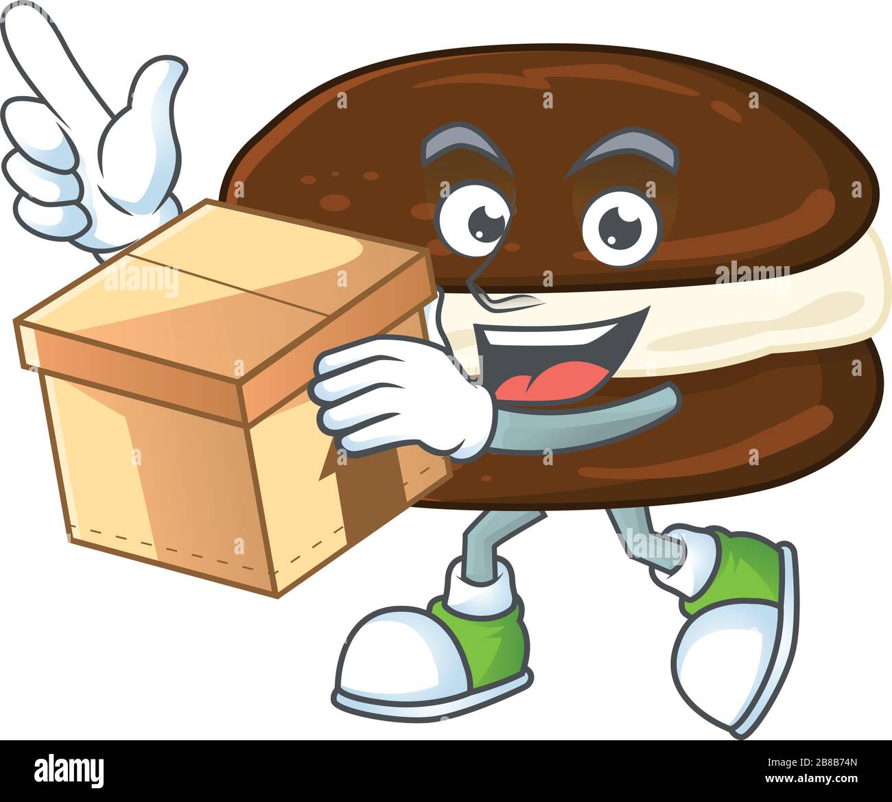 An Icon Of Whoopie Pies Mascot Design Style With A Box Stock Vector Image And Art Alamy