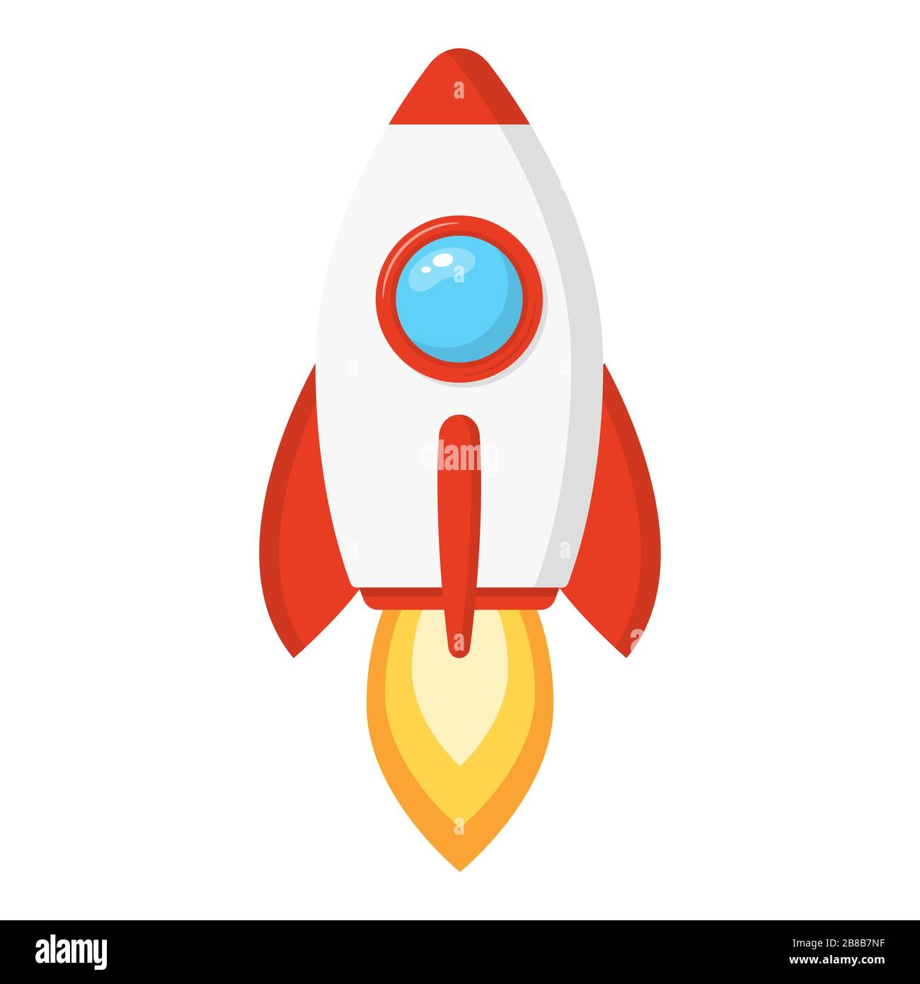 Rocket ship in a cartoon style isolated on white background. Space ...