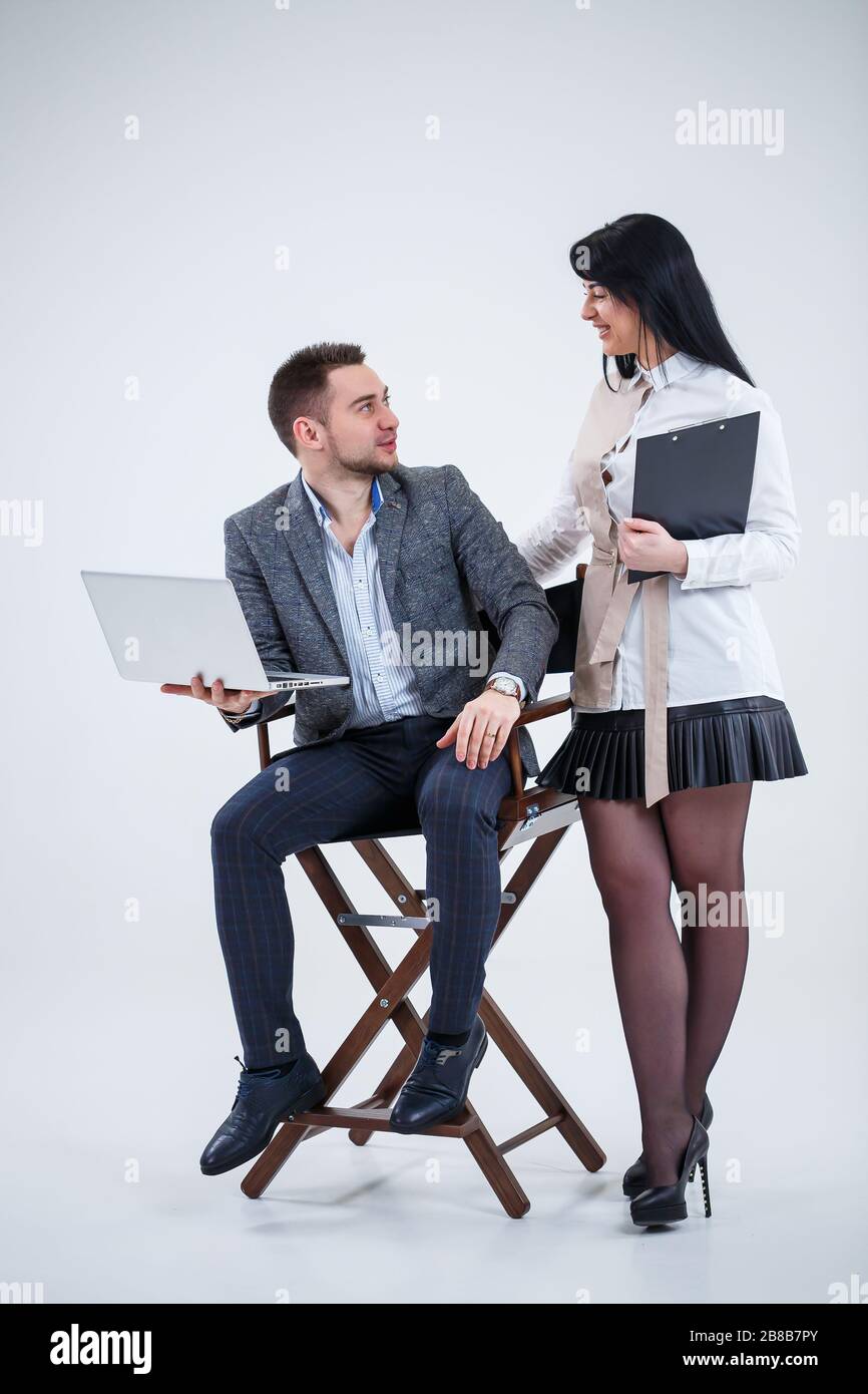 Female boss talks new project hi-res stock photography and images - Alamy