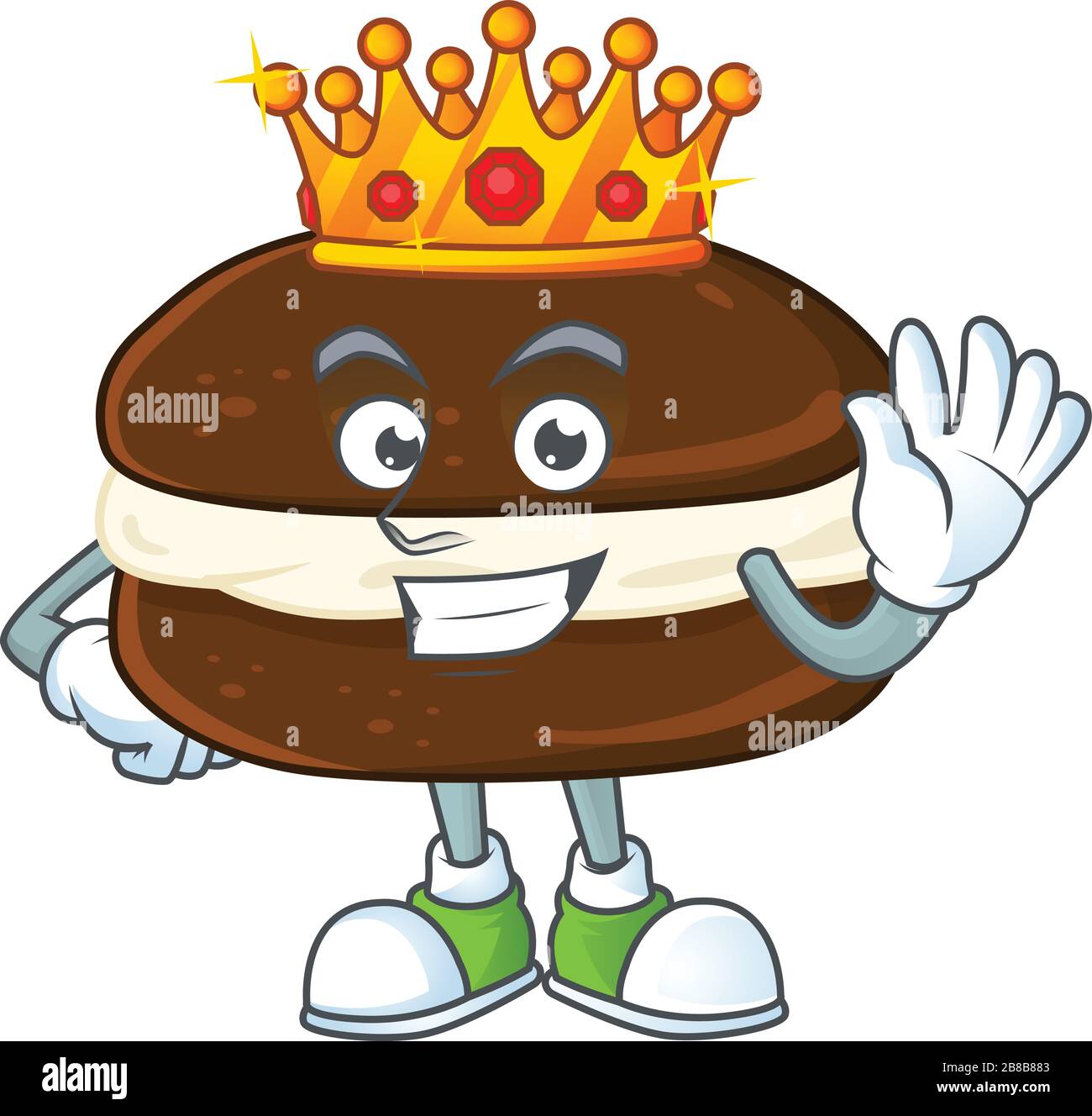 A Charismatic King of whoopie pies cartoon character design Stock