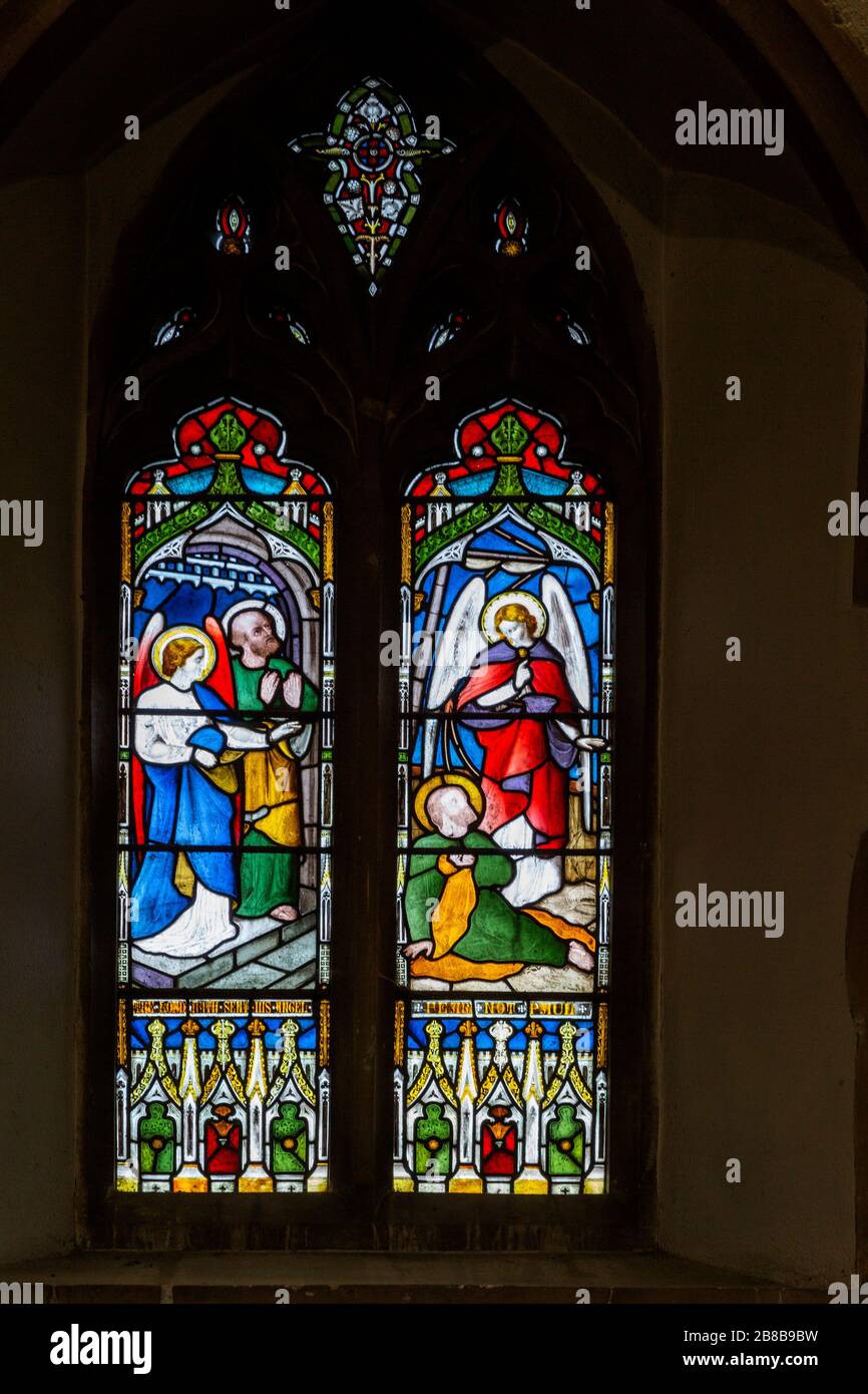 Stained glass window Brantham church, Suffolk, England, UK east window