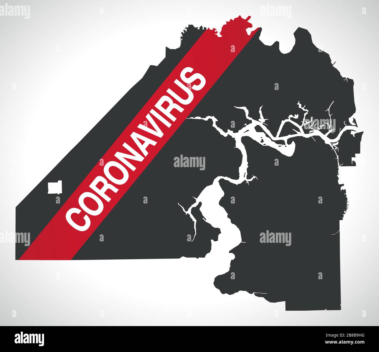 Jacksonville Florida City Map With Coronavirus Warning 2B8B9HG 