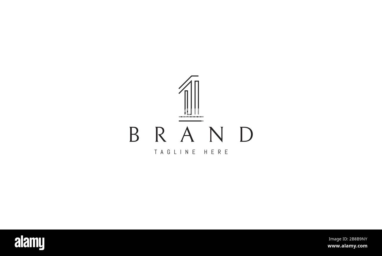 Vector line logo on which the abstract image of the numbers one Stock ...