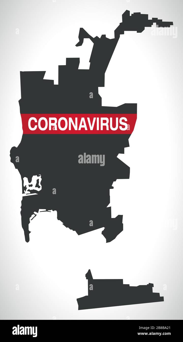 San Diego California city map with Coronavirus warning Stock Vector