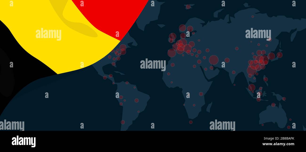 Corona virus covid-19 pandemic outbreak world map spread with flag of ...