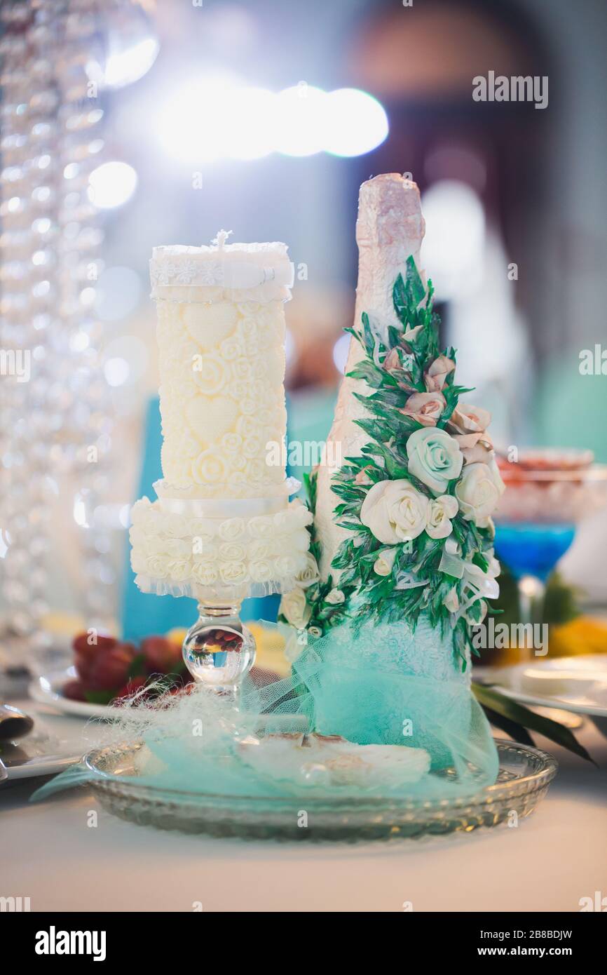 teal candles for wedding