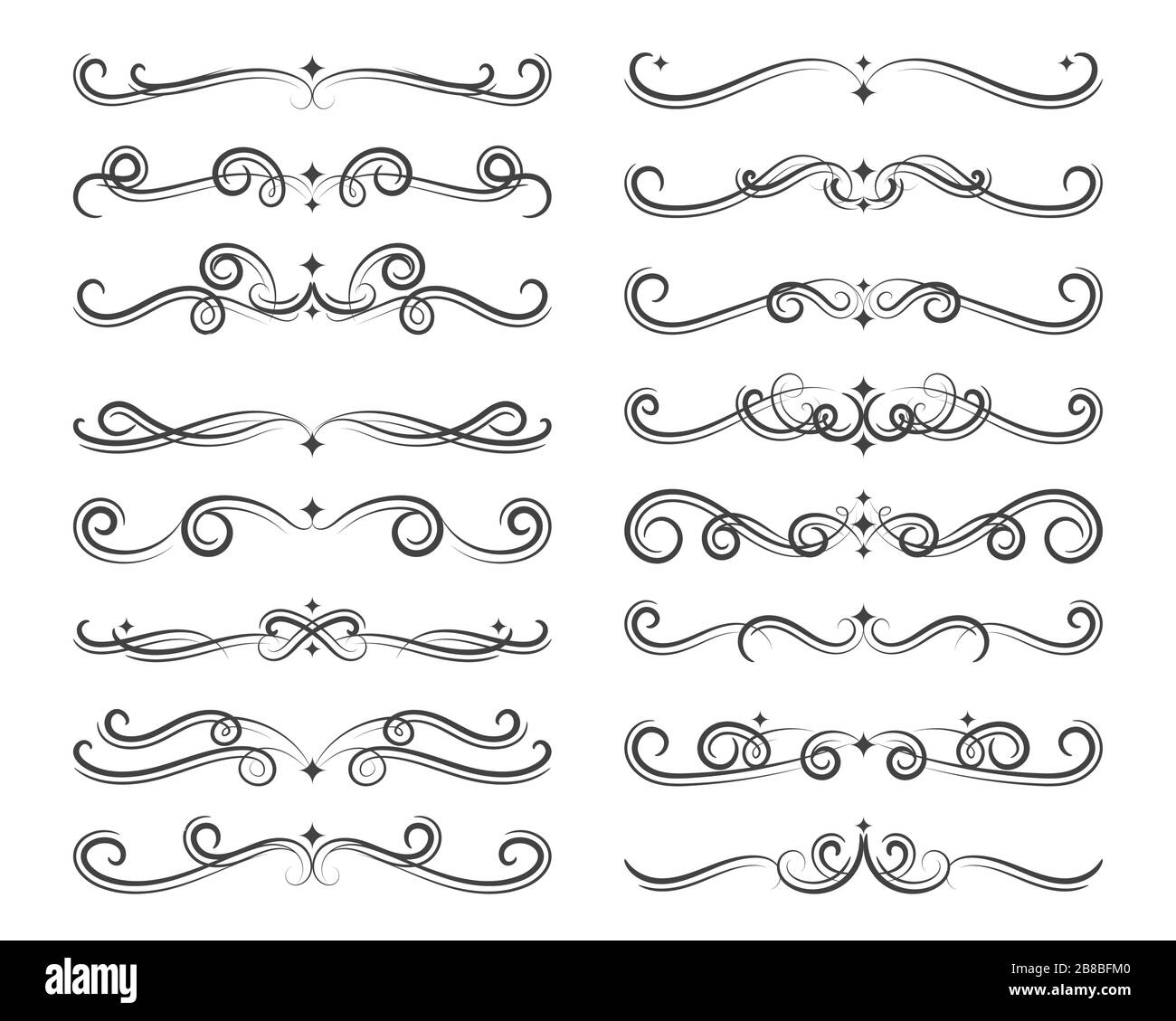 Set of Retro Ornate Vintage Page Dividers and Decor Lines. Vector illustration. Stock Vector