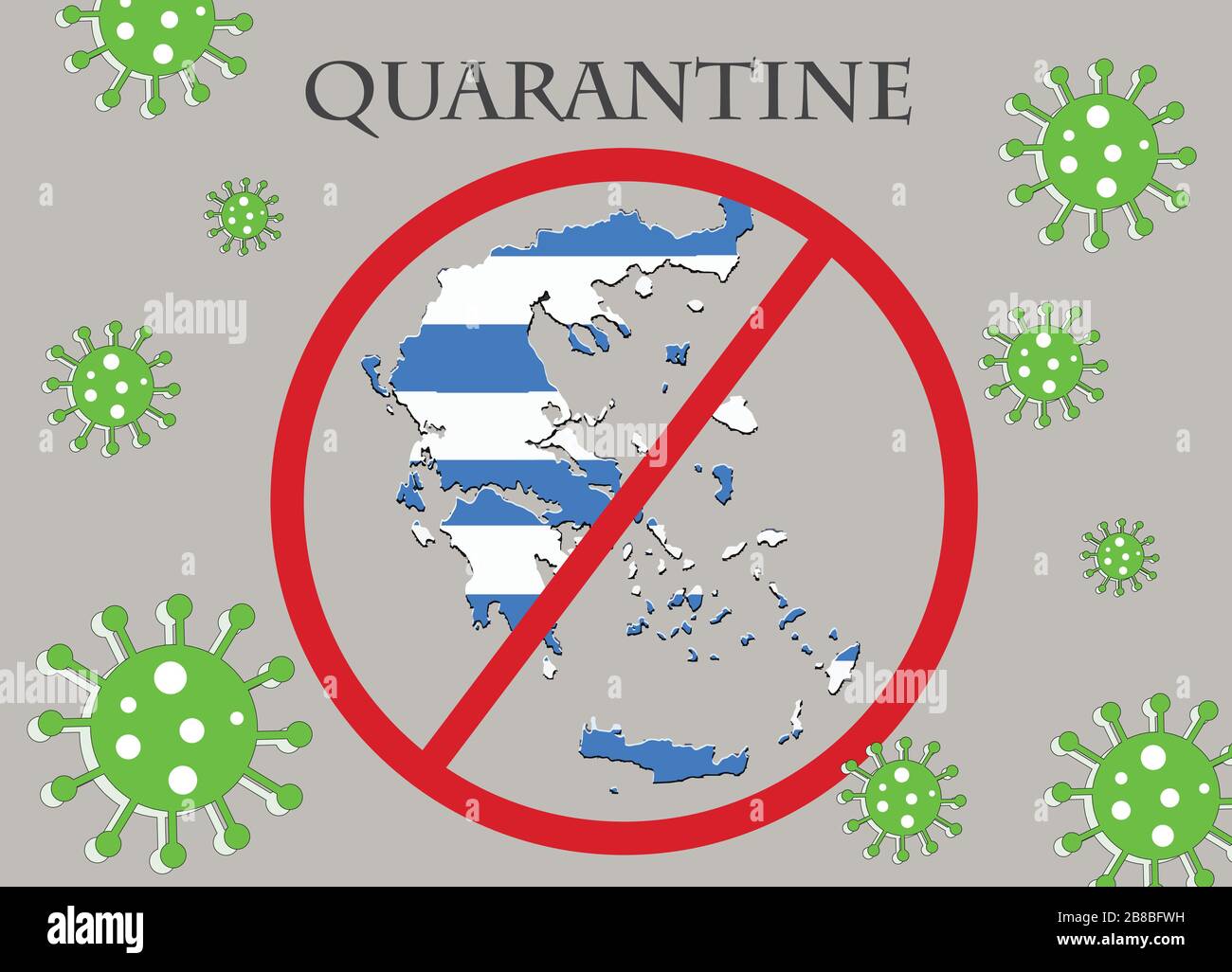 Greece in quarantine map and greek flag vector coronavirus protection Stock Vector Image