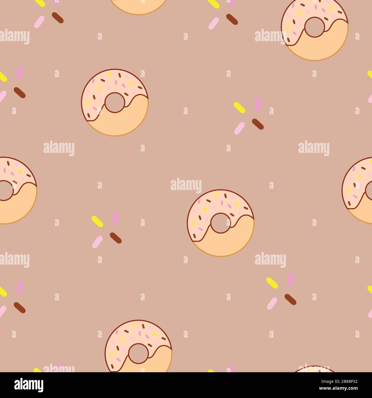 seamless pattern with donuts vector in brown colors - food theme Stock ...