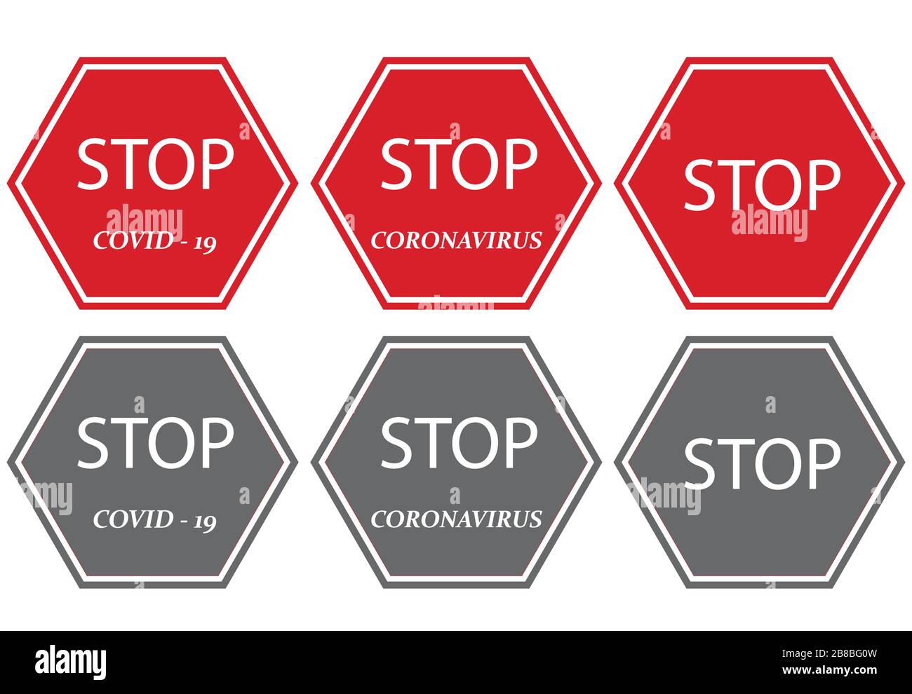 stop signs vector set - stop coronavirus - covid 19 virus Stock Vector ...