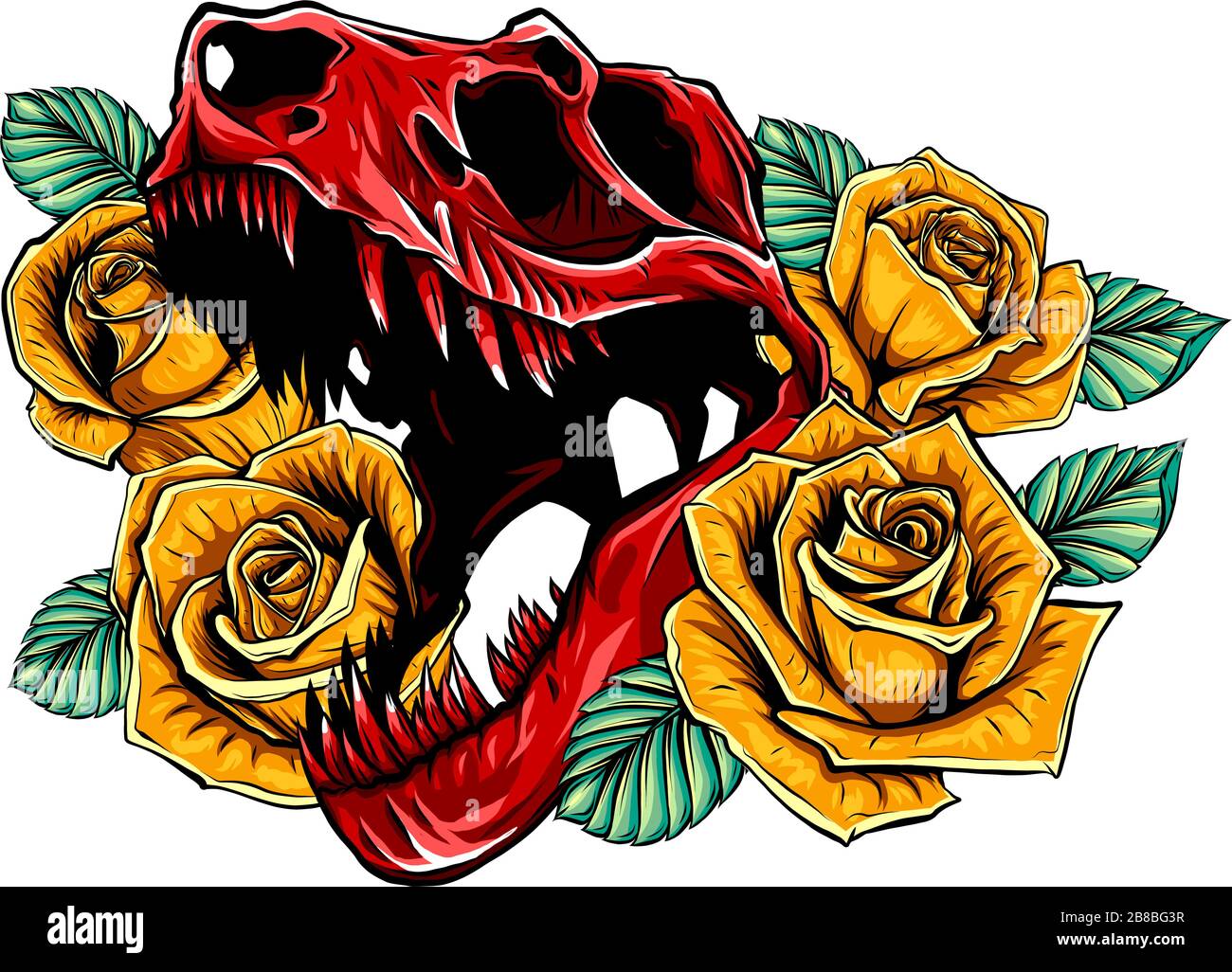 Dinosaur Skull. Drawing Of T-Rex Skull vector Stock Vector