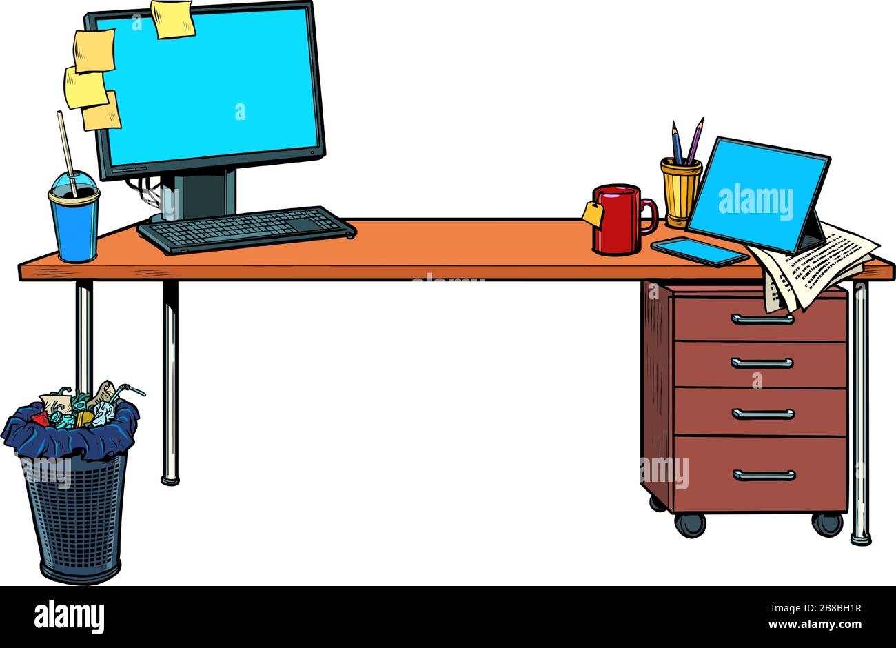 office Desk with computer Stock Vector Image & Art Alamy