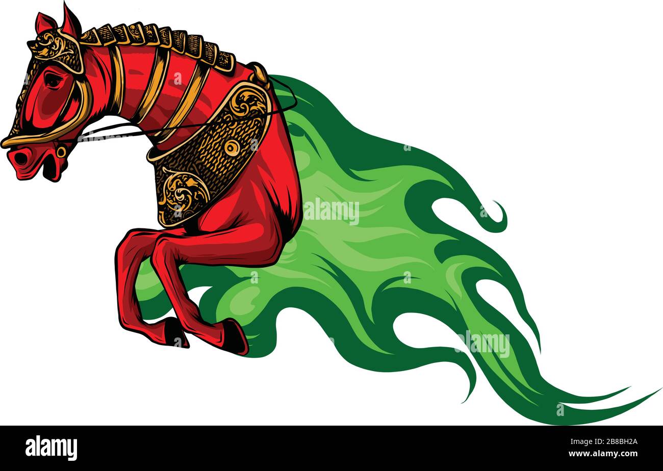 Horse Head Flame vector illustration design art Stock Vector