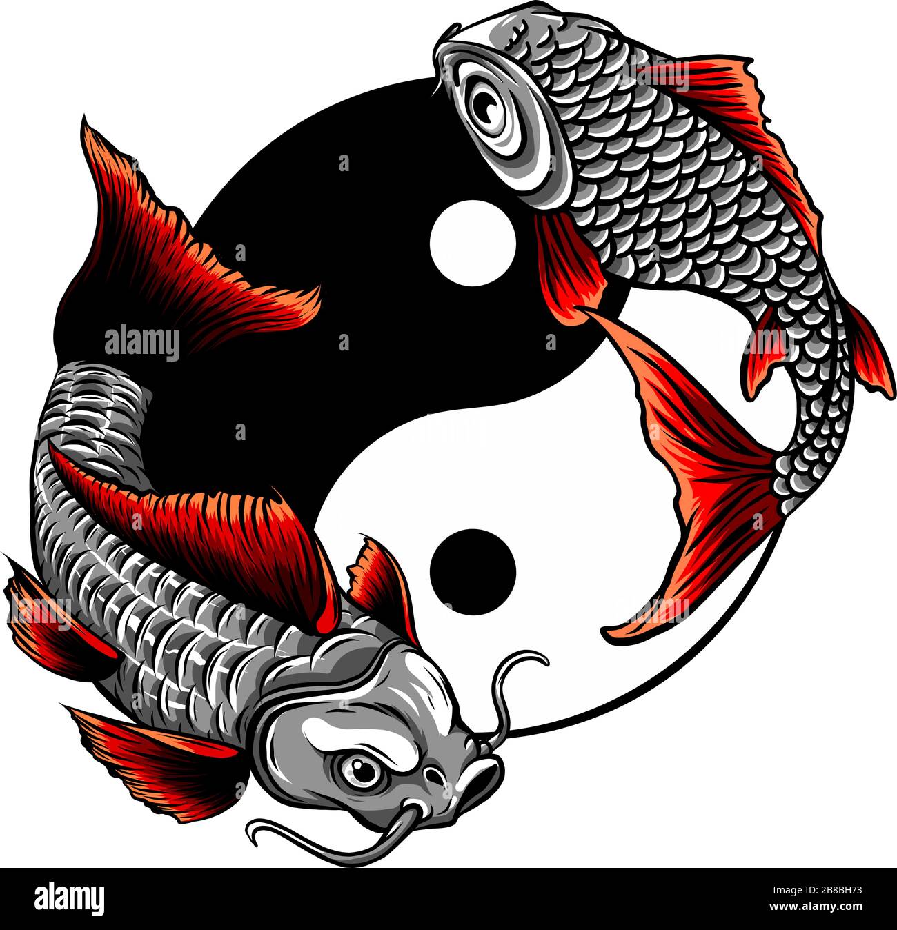 Fish Yin Yang logo vector illustration design Stock Vector