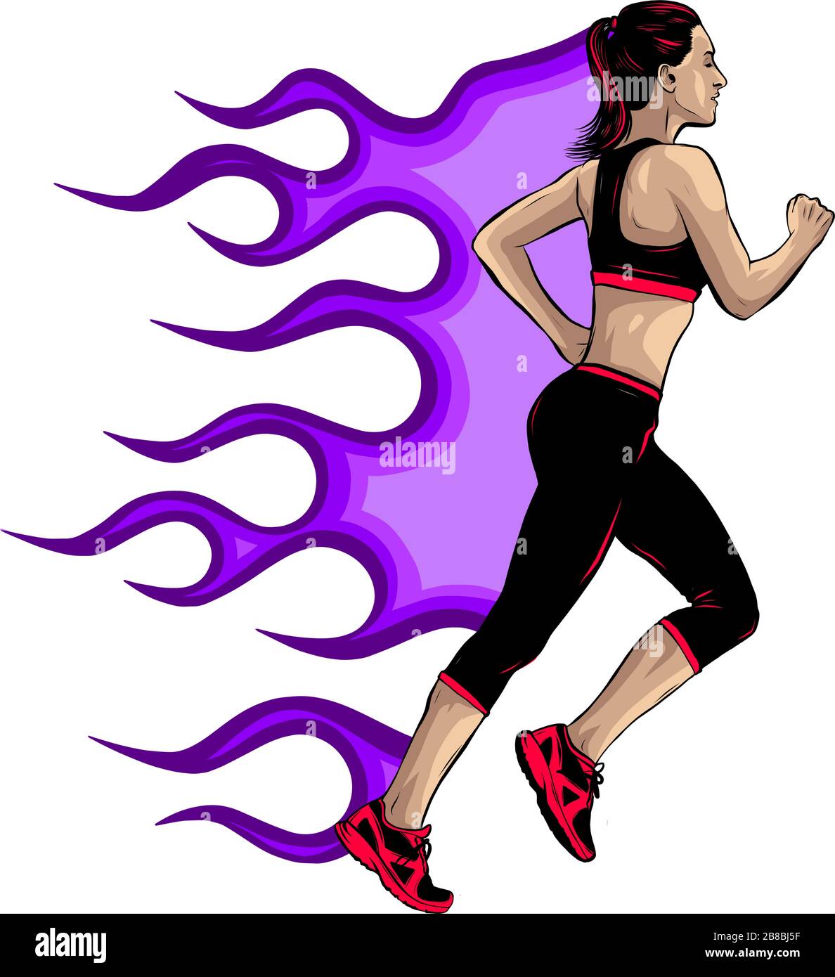 Woman running in city park vector illustration Stock Vector Image & Art ...