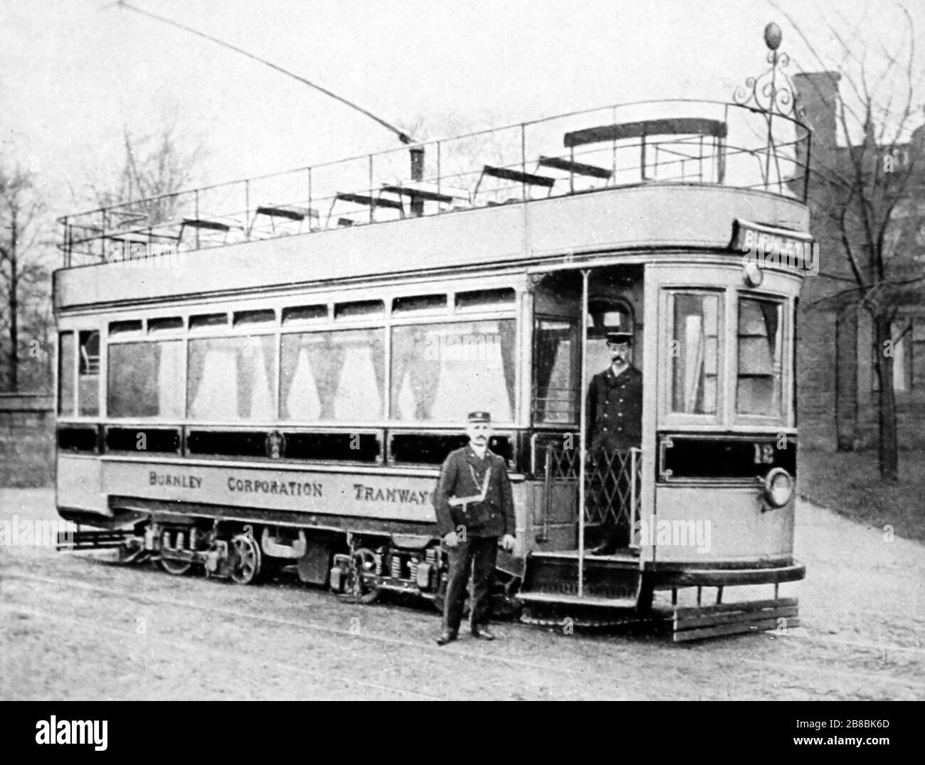 Single deck tram, Burnley, early 1900s Stock Photo