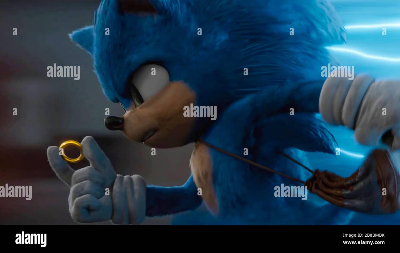 Sonic the Hedgehog (2019) directed by Jeff Fowler and starring Jim Carrey, James Marsden and Neal McDonough. Big screen outing for Sega’s beloved video game characters; can Sonic escape the clutches of Dr. Robotnik? Stock Photo