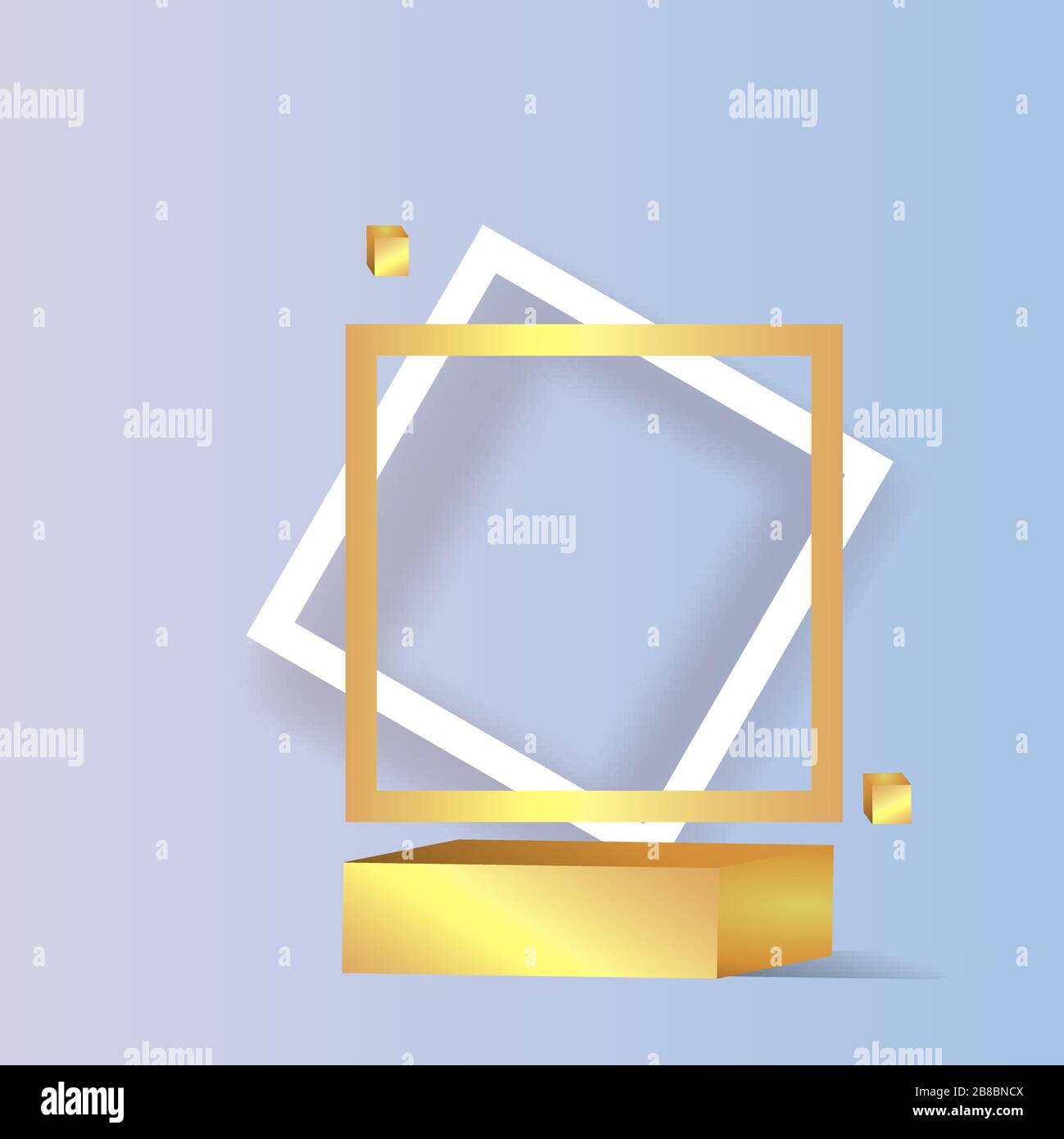 Metallic Golden Frame Metallic golden frame with floating geometrical forms, round platform ...
