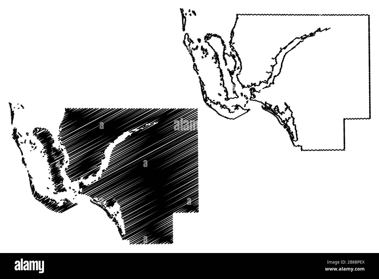 Lee County, Florida (U.S. county, United States of America, USA, U.S., US) map vector illustration, scribble sketch Lee map Stock Vector