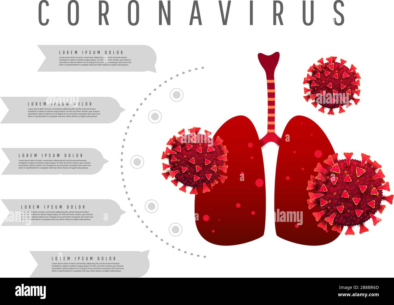 human lungs and coronavasur cells infection concept. Wuhan Corona Virus. Novel covid 19 coronavirus text. Stock Vector
