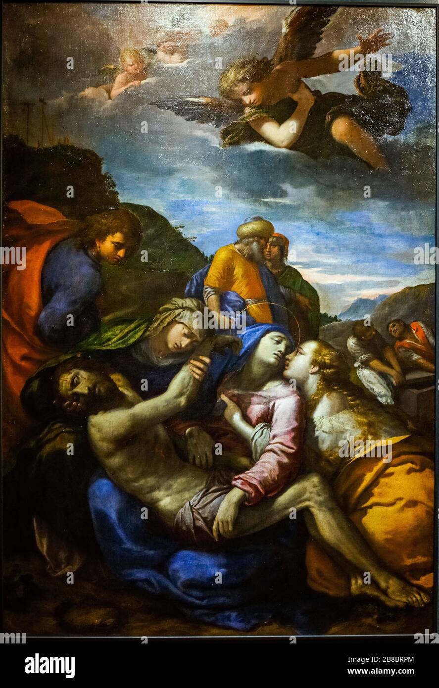 Italy Emilia Romagna Ferrara - Palazzo Bonacossi - Riminaldi museum - Deposition and lamentation over the Dead Christ - Ippolito Scarsella Stock Photo