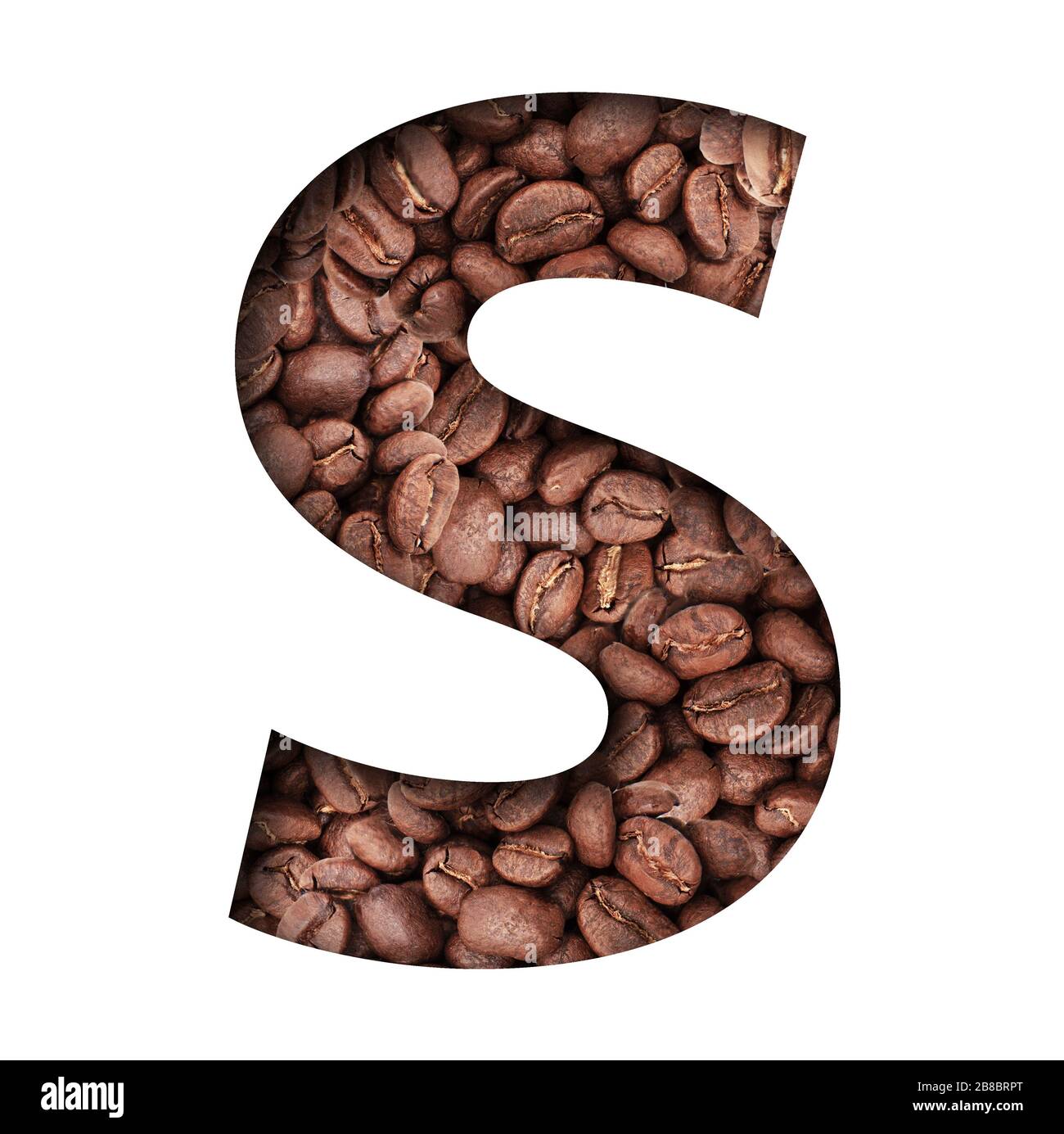 Stencil of the letter S on a background of coffee beans. For use in design Stock Photo
