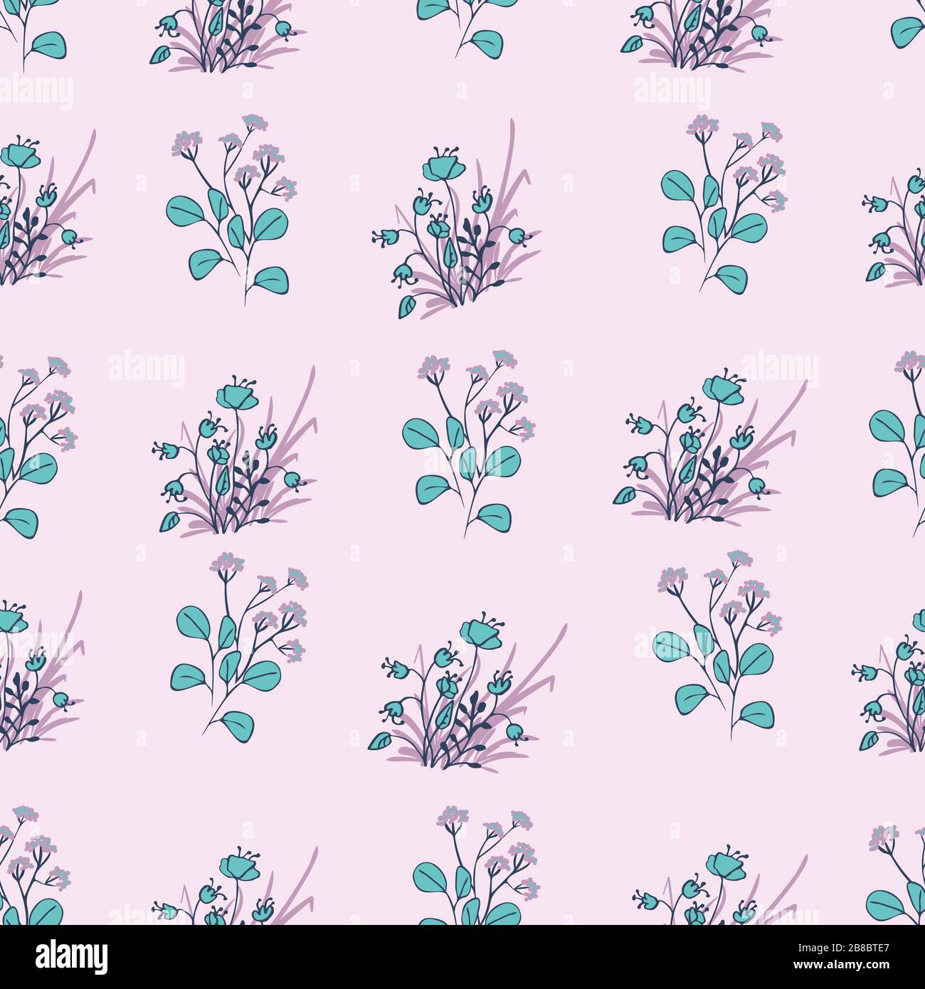 hand drawn wild flowers seamless vector pattern Stock Vector Image ...