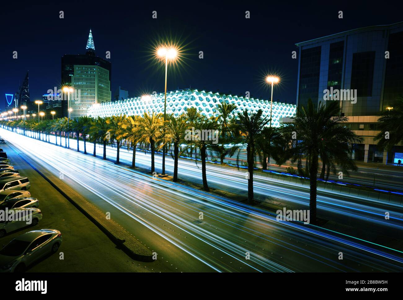 Riyadh - Riyadh / Saudi Arabia - March 05  2020: Perspective view of the King Fahad National Library Stock Photo