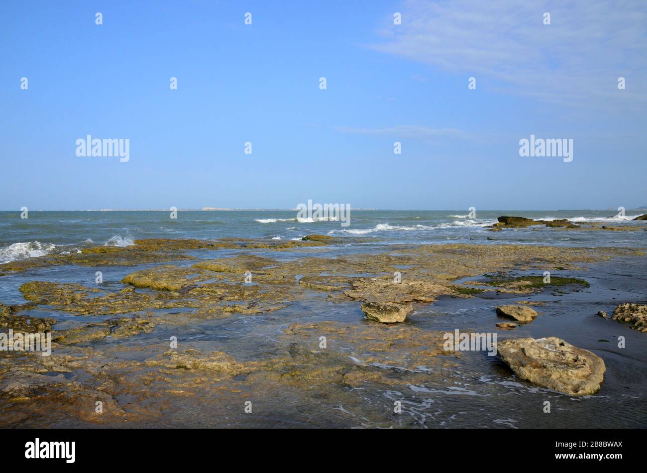 The Caspian Sea coast in stormy weather in the evening,Azerbaijan,Baku