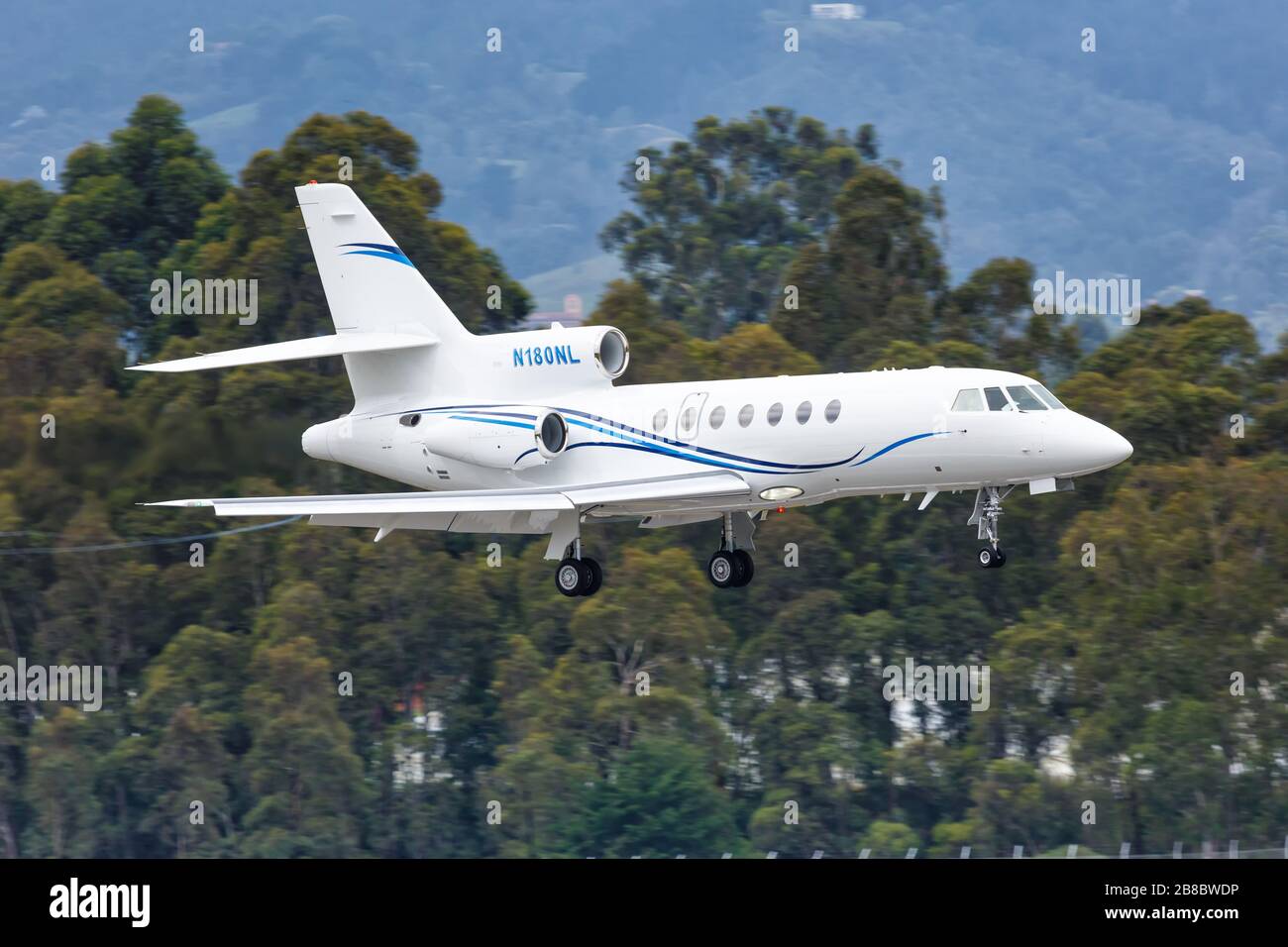 Medellin, Colombia – January 25, 2019: Private Dassault Falcon 50 airplane at Medellin Rionegro airport (MDE) in Colombia. Stock Photo