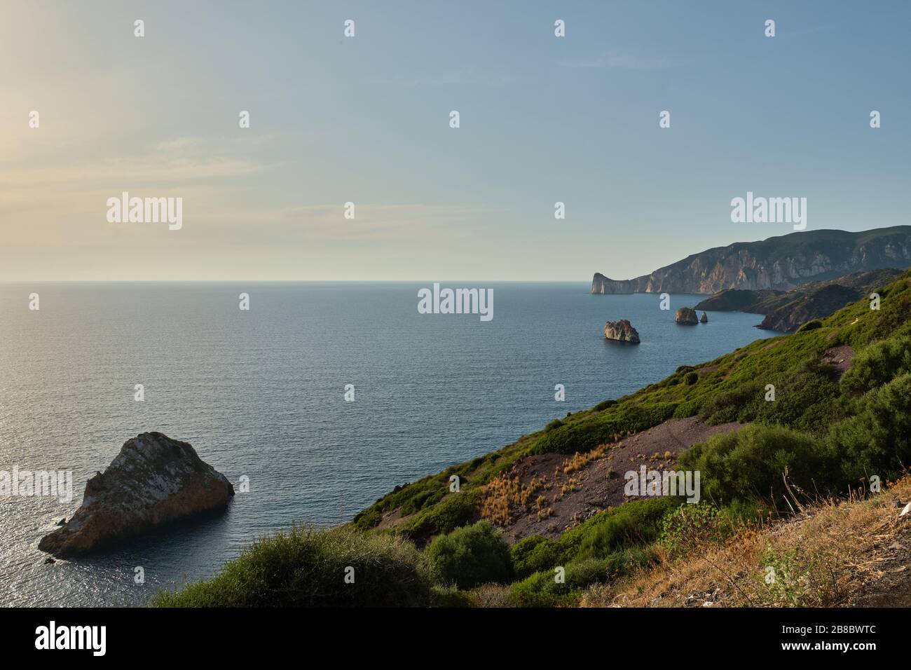 Pan di Zucchero faraglione, a big rock near Masua, Sardinia, Italy Stock Photo