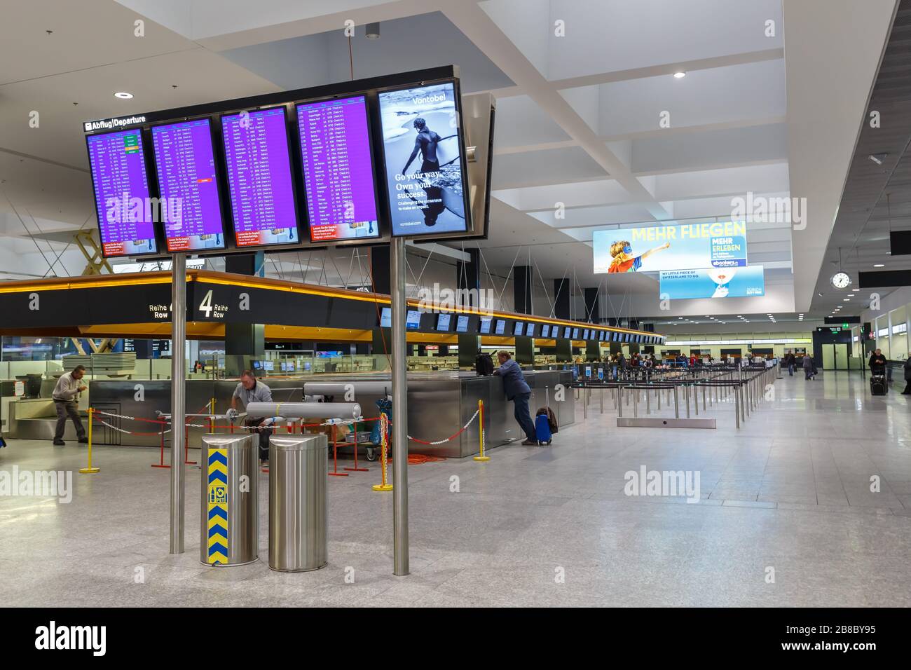 Zurich, Switzerland – February 22, 2018: Terminal Check-in 2 at Zurich airport (ZRH) in Switzerland. Stock Photo