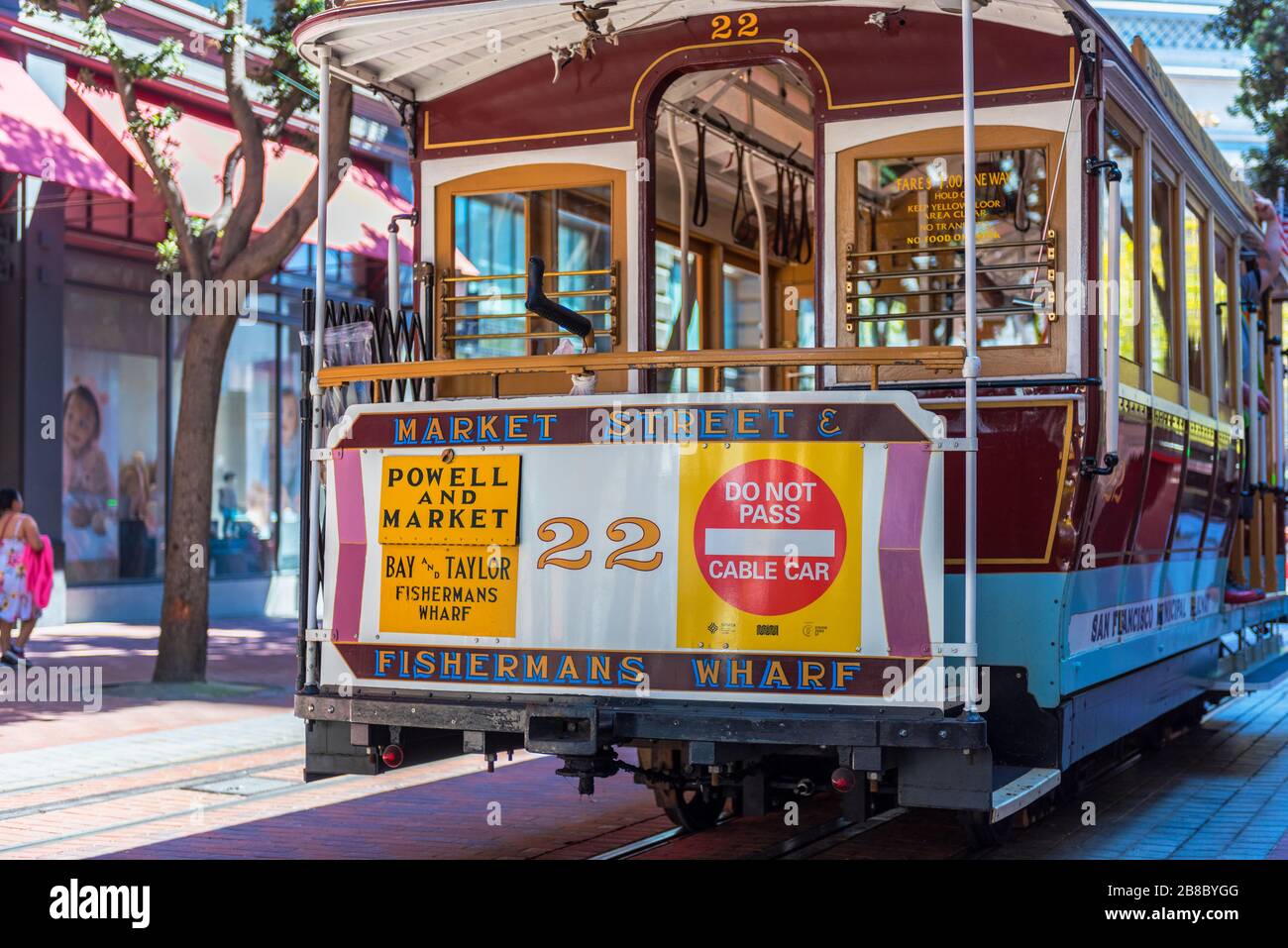 Old-fashioned cable car at Powell Street San Francisco USA Stock Photo